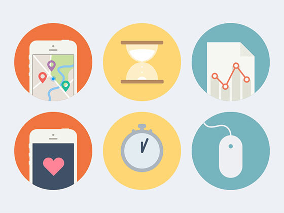 6 枚大个彩色图标 Big Flat Icons