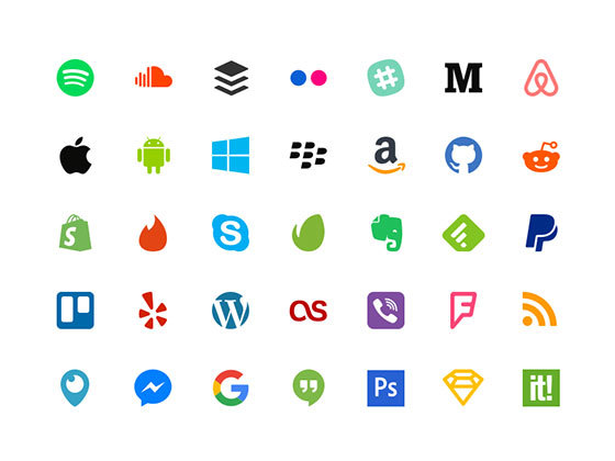 设计平台图标 Flat Social Icons