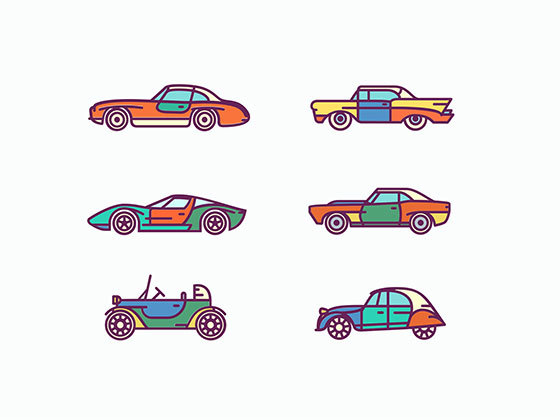 6 枚复古汽车图标 Retro Car Icons