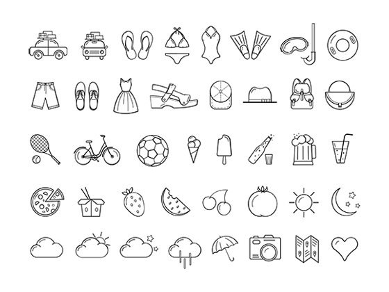 40 枚夏季服饰用品图标 Summer Icons