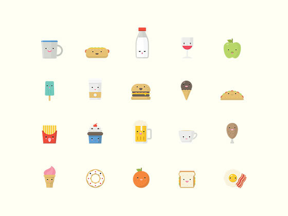 食品卡通形象图标 Happy Manje