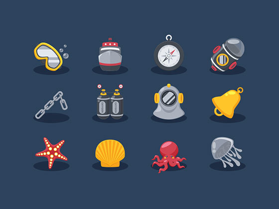 海洋元素图标 Sea Elements Icons