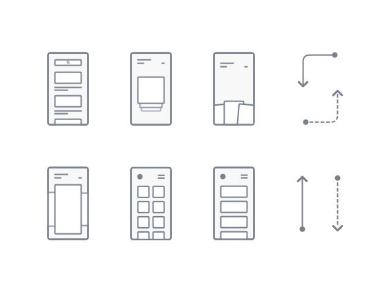 线框流程图 Wireframe Flow Icons