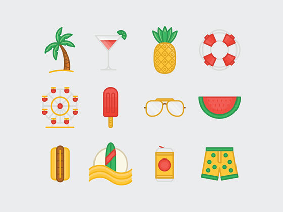 夏季彩色图标 Summer Colorful Icons