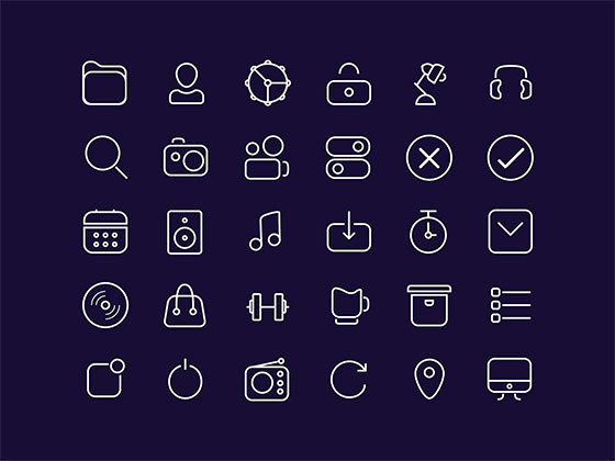 30个实用线条图标 30 Useful Line Icons