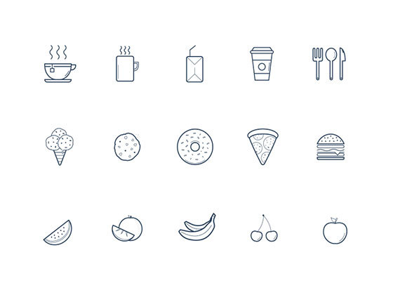 厨房细线图标 Kitchen Line Icons
