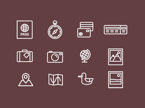 12 枚旅行图标 Travel Icons Pack