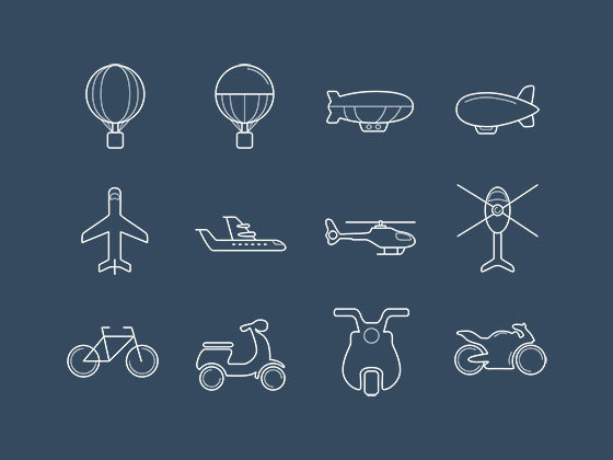 交通工具图标 Transport Icon Set
