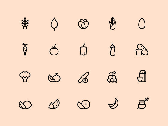 有机食品图标集 Organic Food Icon Set