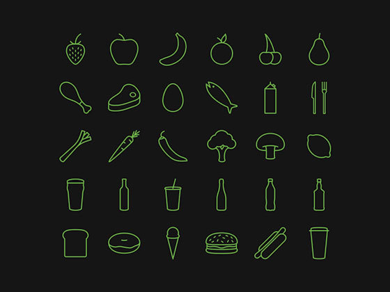 简单食物饮料图标 Food & Drink Icons