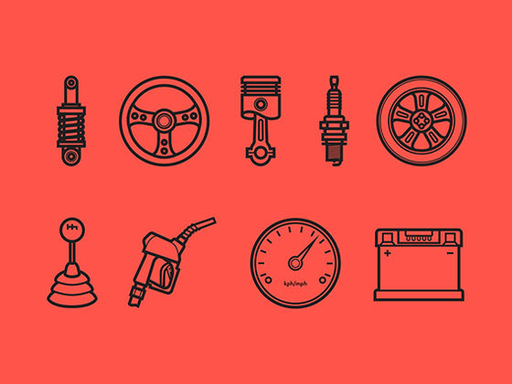 汽车零部件图标 Car Parts Icons
