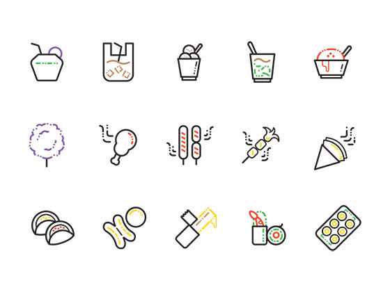 曼谷街食品图标 Bangkok Street Food Icons
