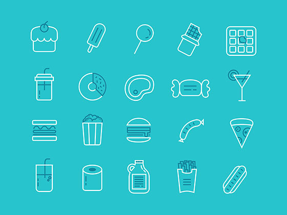 食物线条图标 Food Line Icons