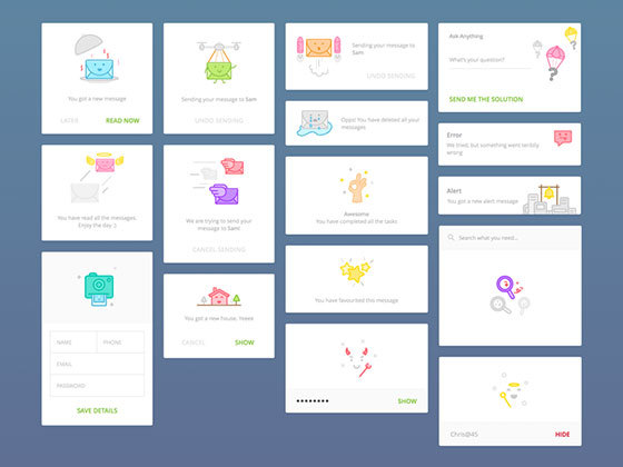 留言卡界面 Cute Message Cards