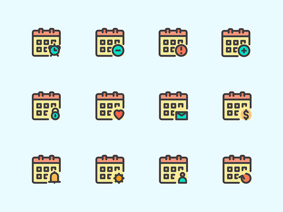 25 枚日历类型图标