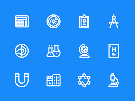 30 枚科学研究线性图标