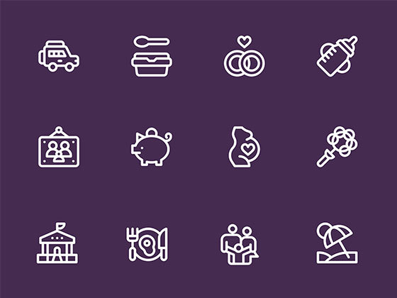 40 枚家庭生活元素图标