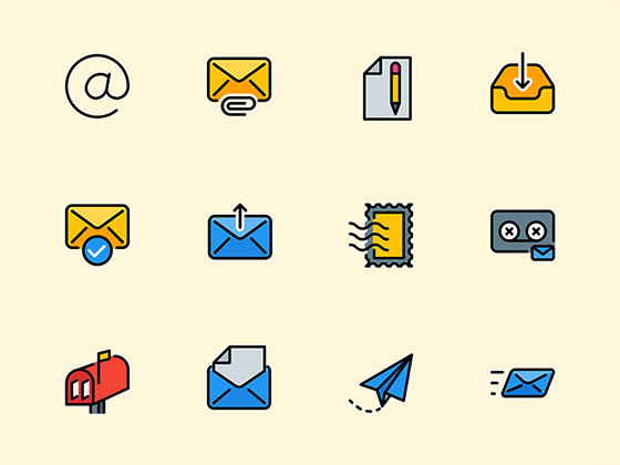 44 枚电子邮件元素图标