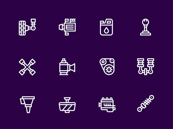 50 枚汽车引擎元素线性图标