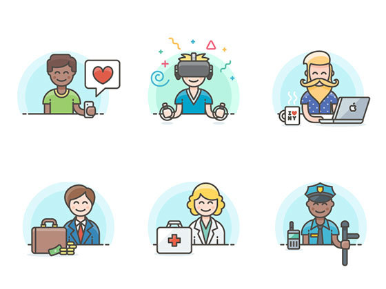 6 枚彩色角色图标