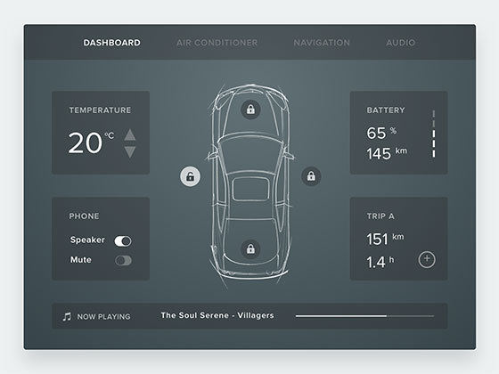车载控制面板应用界面