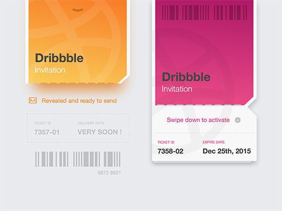 追波邀请函 Dribbble Invitation Ticket