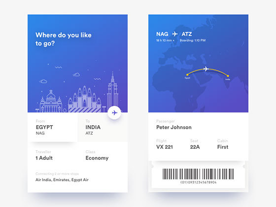 eTicket 机票航班应用界面
