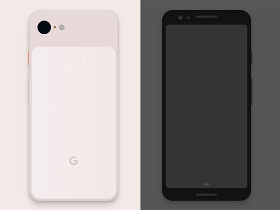 谷歌 Pixel 3 扁平手机模型