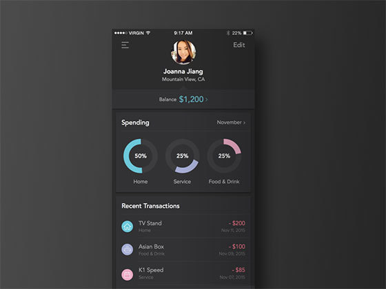 暗黑个人资料页  Profile Dashboard