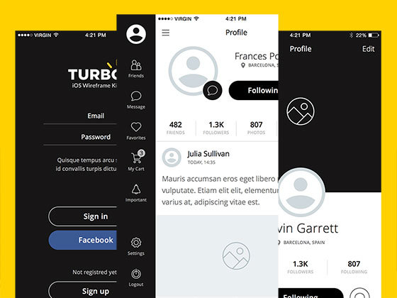 Turbo iOS 社交应用线框