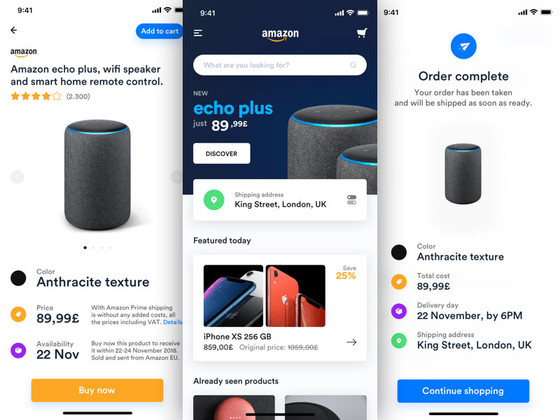 Amazon 购物应用界面