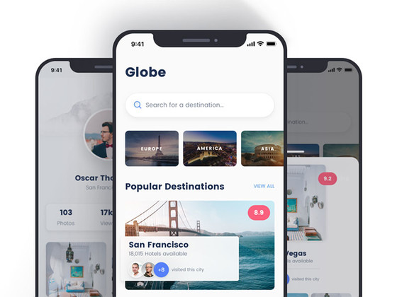Globe 旅行应用界面包