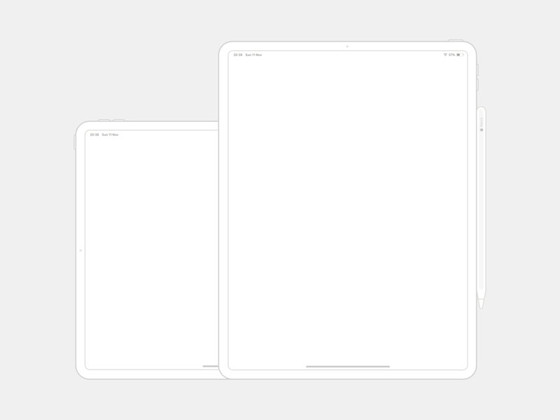 iPad Pro 12.9 与 Apple Pencil 线框图