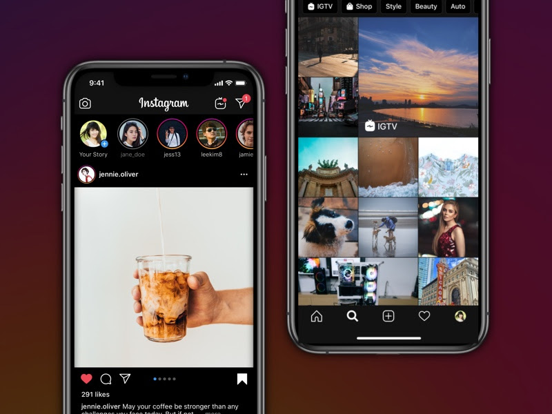 IOS 13深色主题instgram app ui