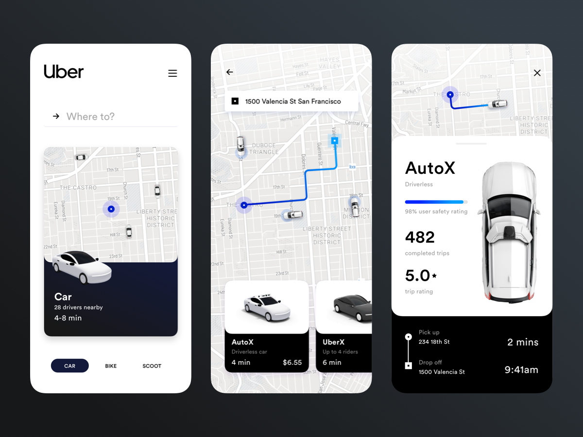 Uber打车APP应用界面